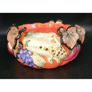 10 In Harvest Autumn Fall 3 Taper Candle Holder Pumpkin